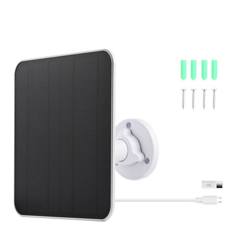 Panneau Solaire pour Caméra de Sécurité, Panneau Solaire USB 5W Compatible avec la caméra de Surveillance DC 5V Rechargeable, Panneau Solaire pour Caméra avec Câble de 3m (1/5)
