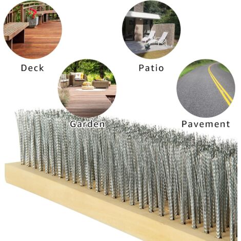 Balai Brosse Métallique à Manche Long 190cm - Brosse 30cm En Acier, Pour Enlever Mousse, Algues, Saletés Tenaces Sur Terrasse, Joints