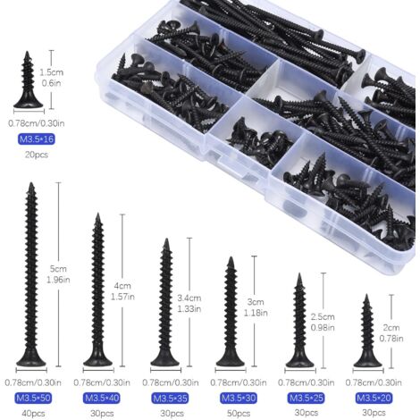 Kit De 16 Vis Autotaraudeuses 3 X 12 Mm – Compatibles Tamiya Grasshopper, Hornet, TT02 – En Acier Carbone Noir