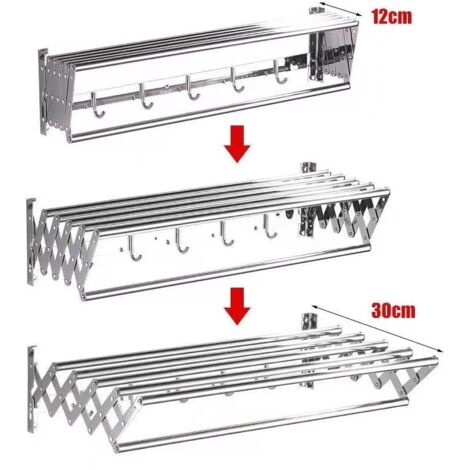 Sèche-serviette Mural Pliable YOUDENOVA - Étendoir à Linge Rétractable En Inox, Taille L