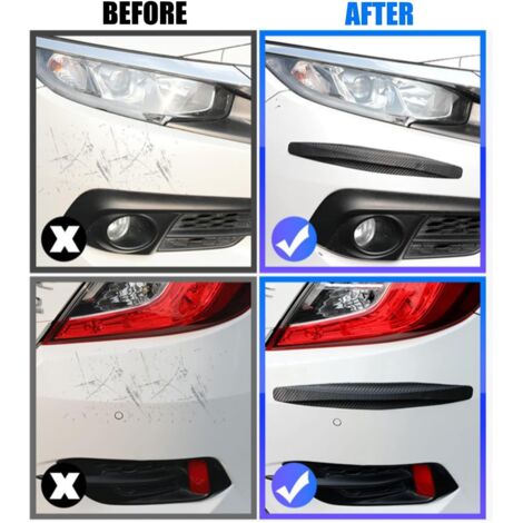 2 Bandes De Protection Anti-collision Pour Voiture - Fibre De Carbone, Adhésif, Pour Pare-chocs, Rouge