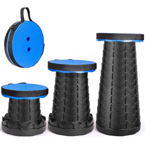Tabouret Pliant,Tabouret Portable de Deuxième Génération, Léger et Stable, Réglable en Hauteur, Charge de 397 LB, pour L'extérieur, Randonnée, Pêche, Barbecue, Intérieur, Voyage, Fête (Bleu) (1/5)