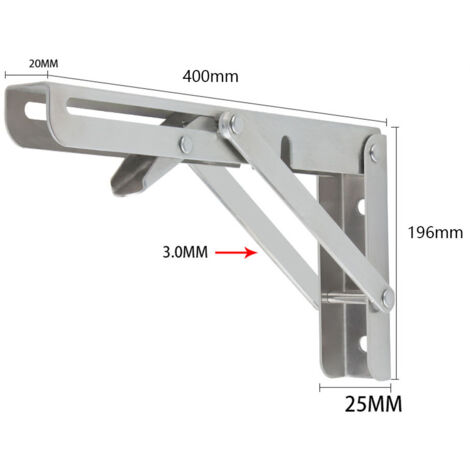 2 Pièces 400mm Equerre Rabattable Murale en Acier Inoxydable, Support ...