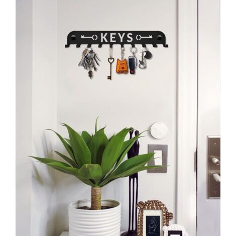 Porte Clef Mural - Patère à 5 Crochets - Fixation Murale - Couleur Marron - Design Contemporain - Maison