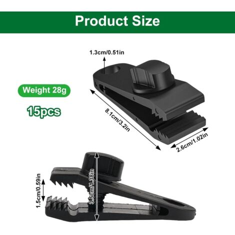 20 Clips Fixation Bâche Caravane 80x26mm + 20 Mousquetons - Pince Ajustable Pour Tente Et Auvent
