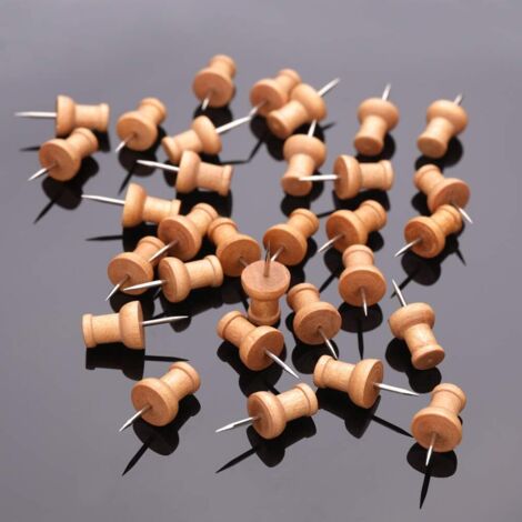 VJUYSW – Lot De 100 Punaises En Bois Pour Tableau Liège – Écologiques, Avec Boîte De Rangement – Pour Bureau, école, Maison