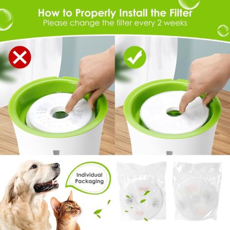 Filtres De Rechange Pour Fontaine à Eau Chat/chien - Lot De 8 Filtres + 8 éponges, Entretien Facile
