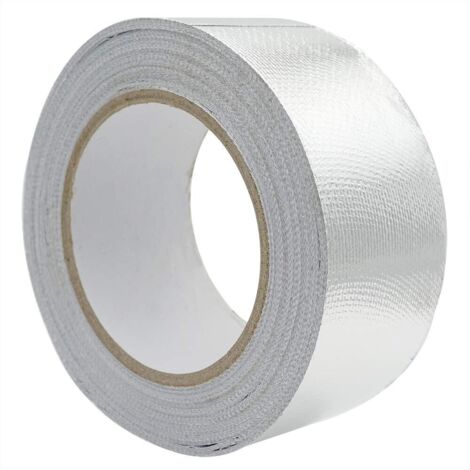CSPARKV Ruban adhésif aluminium Bande d'étanchéité 48mm par 10m renforcé avec un tissu en maille de verre pour ventilations, Résistance à la température -30120°C, Argent