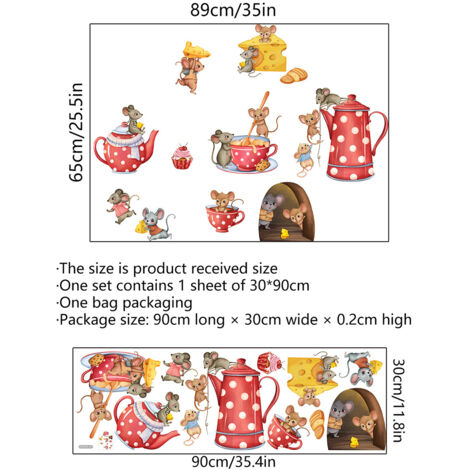 Sticker Mural Café Tasse à Café - Dimensions 40x30 Cm - PVC Amovible Sans Traces - Décoration Cuisine, Salle à Manger - Thème Artistique - 7