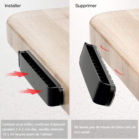 50 Attaches Câbles Auto-adhésives – Organisateur Câbles Bureau, Serre-câble Scratch Noir (lot De 50)