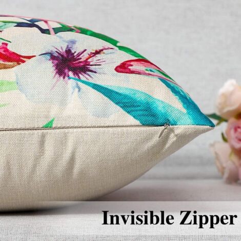 Housses De Coussin Déco Imperméables - Lot De 2 - Motif Fleuri - 40x40 Cm - Pour Extérieur Et Intérieur