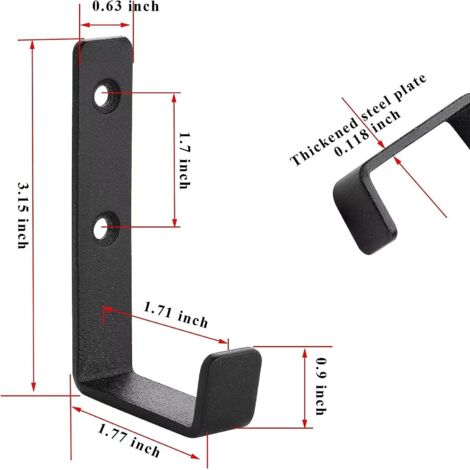 6 Pcs Crochets Muraux Robustes, Crochets En J Pour Garage Crochets Universels Noirs A Visser Porte Manteaux 95903114