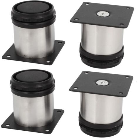 CSPARKV Lot de 4 Pieds de Meubles de Cuisine en Acier Inoxydable - Réglables - Ronds - 50 x 50 mm-Avec vis (1/5)