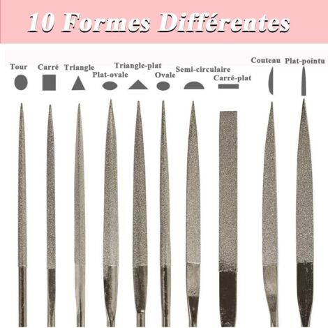 Set 10 Mini Lime Diamantate Per Chiavi E Modellismo, Con Manico Antiscivolo Rosso, 10 Cm, Per Vetro Ceramica Pietra - 2