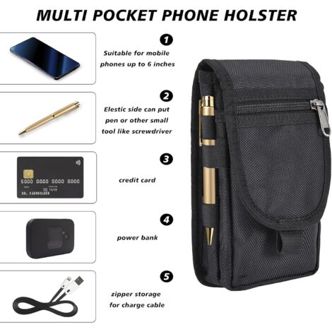 Pochette De Ceinture Utilitaire Homme - Sac Porte-clés En Nylon 800D Avec Crochets - Pour Sport, Randonnée, Course à Pied