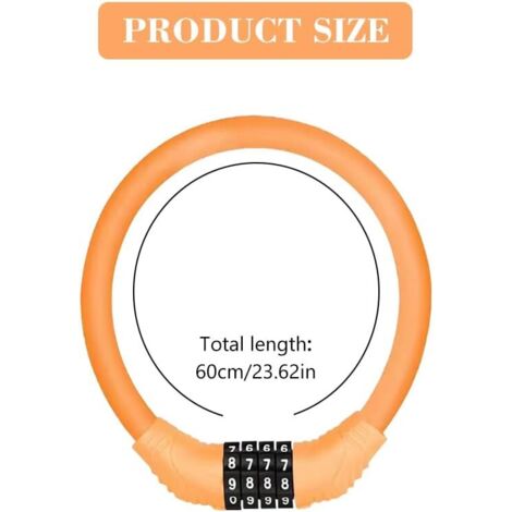 Gaethra Antivol Trotinette Électrique à Code 4 Chiffres - Cadenas Robuste 150cm 12mm Pour Vélo, Scooter & Poussette