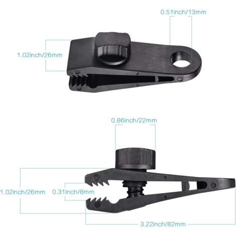 YIXISI Lot De 10 Clips De Bâche Avec Élastique Sphérique - Pinces Robustes Pour Tente Bâche Piscine Voiture