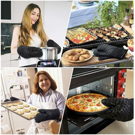 Set Gants De Four + Maniques Résistants à La Chaleur – Design Imprimé – Idéal Pour Four, Micro-ondes, Barbecue (lavable Machine) - 2