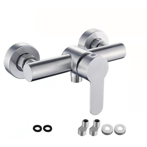 Robinet de douche mural en acier inoxydable avec commande manuelle pour eau froide et chaude (1/5)