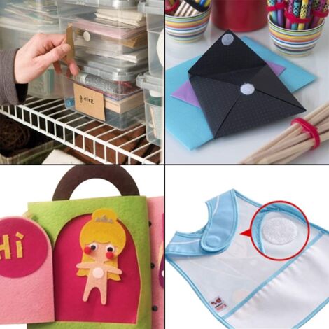 1044 Points Auto-adhésifs Crochets & Boucles - Pastilles Rondes Réutilisables Pour Rangement