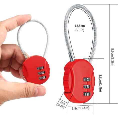 Lot 4 Cadenas à Code 3 Chiffres Réinitialisables - Serrures Voyage Vélo Sac à Dos Multicolores