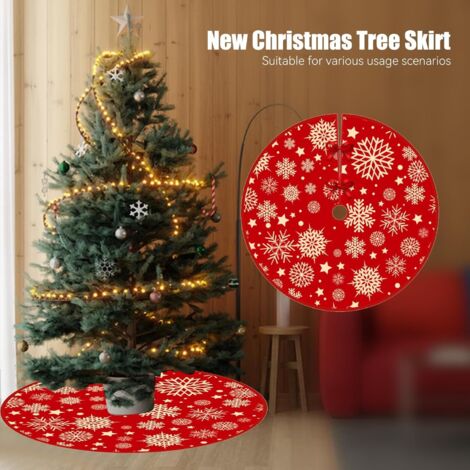 Jupe De Sapin De Noël Rouge 90 Cm – Cousse-pied Rond En Feutre Pour Cacher Le Pied Et Décorer Le Sapin