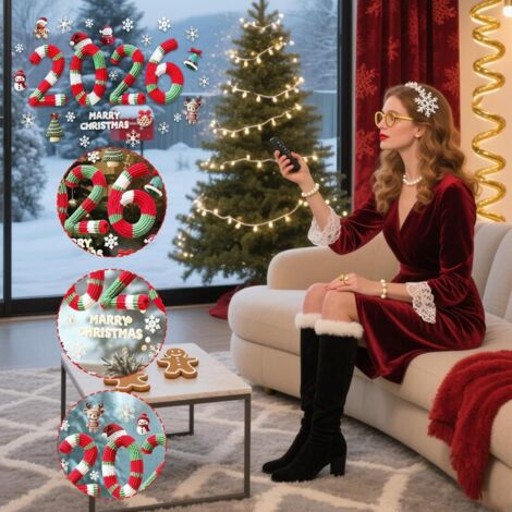 Autocollants De Noël Pour Fenêtre 2026 – PVC, Amovibles, Décorations Bonhomme De Neige, Renne, Etc.