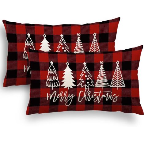 OFIRD Lot De 2 Housses De Coussin Décoratives De Noël Carrées En Lin