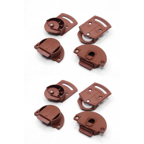 Lot De 4 Paires (8 Unités) Avec Guide Rail En Plastique Brun. Roulette Placard Porte Coulissante Armoire. Système Coulissant Intégré Pour Meuble Encastré (1/5)