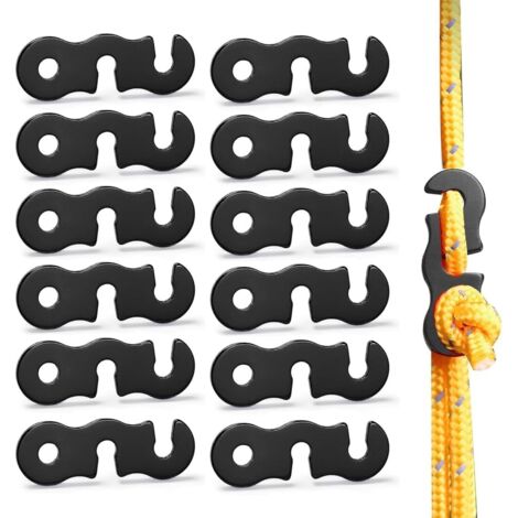 12 Pcs Tendeur De Corde En Alliage D'Aluminium Accessoire De Tente Reglable Pour Camping Randonnee Pique Nique En Plein Air Noir 91514642