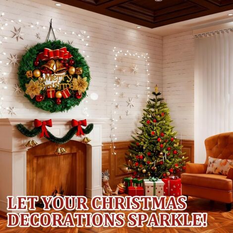 Couronne de Noel pour Porte d'Entrée 30 cm, Luxueuse Décoration de Noël