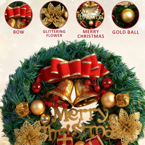 Couronne de Noël avec lumières, couronne de Noël en fausse pomme de pin, décoration de fête pour la maison, 30 cm | Leroy Merlin