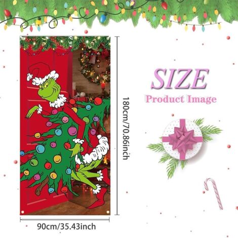 Couverture de porte de Noël, bannière de décoration de porte de Noël