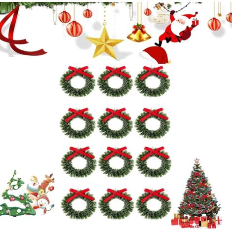 12 Pcs Mini Couronnes De Noël - Guirlandes Miniatures Pour Bougies Et Décoration Festive