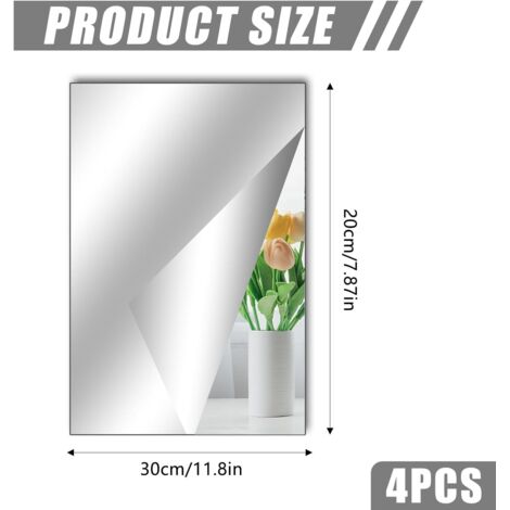 Film Autocollant Miroir Souple – Anti-choc – Rectangle Argenté – 100 Ou 200 Cm