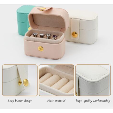 Petite Boîte à Bijoux En Cuir PU Avec 6 Rainures Pour Bagues - Rose, Format Voyage FuninCrea