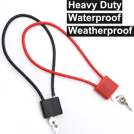 Lot de 2 Cadenas en Corde d'acier avec Clés,Cadenas Renforcé à Long Crochet avec 3 Clés,Serrure pour Valise, Portail, Vélo, Salle de Sport, Casier (Noir, Rouge