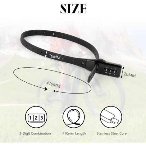 2 Antivols à Câble Pour Casque – Combinaison 4 Chiffres Extensible Jusqu'à 150 Cm, Pour Vélo, Moto, Poussette