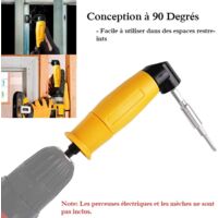 Adaptateur Perceuse Angle Droit 90° Avec Embout Auto-bloquant - Poignée ABS Amovible, Pour Espaces étroits