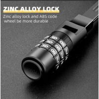 Cadenas Sans Clé Antivol Vélo à Code à Câble Rétractable 75 Cm - Cadenas Combiné - Pour Vélo, Moto, Bagage, Poussette - Noir Sécurité Bagage