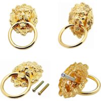 12 Poignées Tiroir Vintage Tête De Lion - Métal Cuivré - Quincaillerie Meuble
