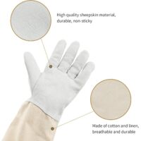 Gants D'apiculteur En Cuir De Chèvre - Taille L, Longueur 50 Cm, Manches Ventilées En Coton, Jaune - Protection Anti-piqûres