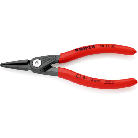 KNIPEX 48 11 J0 SB Präzisions-Sicherungsringzange für Innenringe in Bohrungen mit rutschhemmendem Kunststoff überzogen grau atramentiert 140 mm