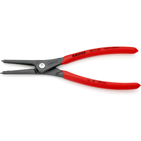 KNIPEX 49 11 A3 SB Präzisions-Sicherungsringzange für Außenringe auf Wellen mit rutschhemmendem Kunststoff überzogen grau atramentiert 225 mm