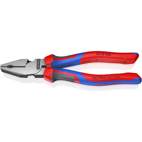 KNIPEX 02 02 200 SB Kraft-Kombizange mit Comfort-Griffen schwarz atramentiert 200 mm