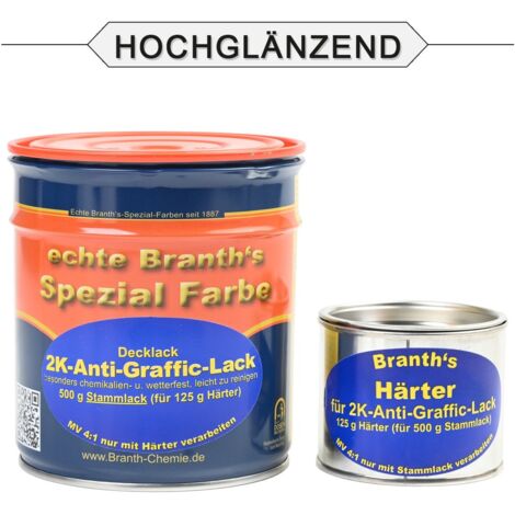 Brantho-Korrux "2K-Anti-Graffic" 625 g Klarlack 500 g Stammlack + 125 g Härter, Klarlack hochglänzend