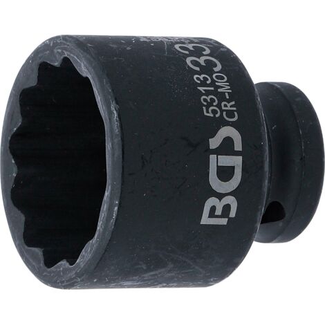 BGS 5313 Kraft-Steckschlüssel-Einsatz Zwölfkant, A ntrieb Innenvierkant 12,5 mm (1/2"), SW 33 mm