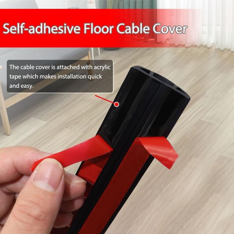 MOHUIED Goulotte Passe-câble Souple Adhésive - 1 Mètre Rouge - Protection Câbles Sol, Rangement Organisé, Cache-fils Pratique Pour Maison & Bureau