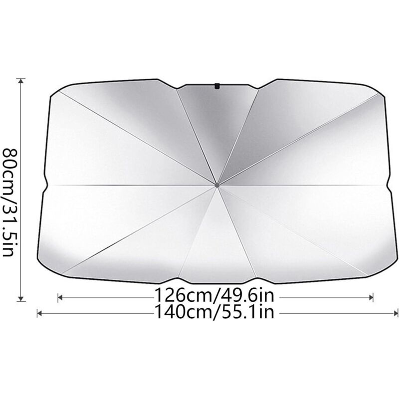 Pare-soleil Pare-brise Voiture Pliable 140x75 Cm - Universel, Protection UV Et Chaleur, Ouverture Pour Rétroviseur