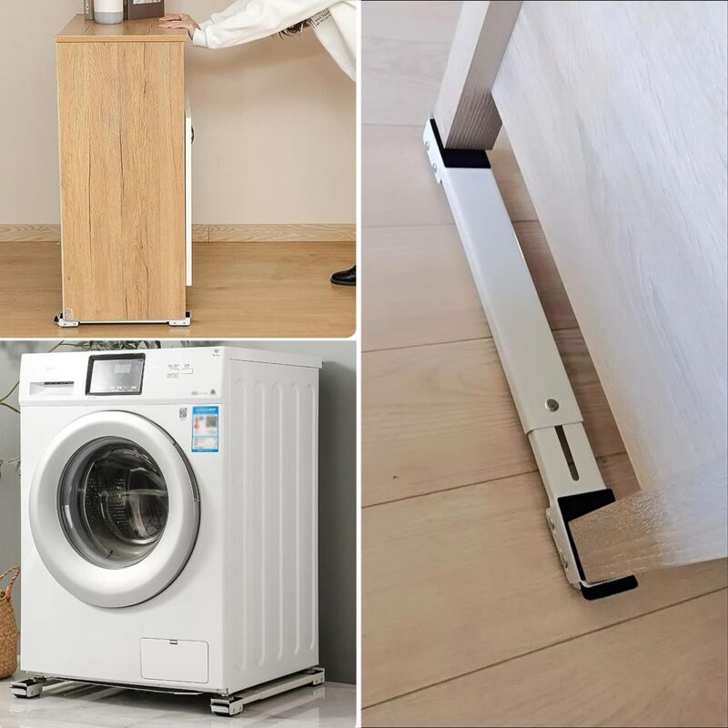 2 Pièces Base De Machine à Laver,Support Machine A Laver Support Machine A Laver Reglable Avec Caoutchouc Antiderapant Peut Supporter 300 Kg Noir 97456955